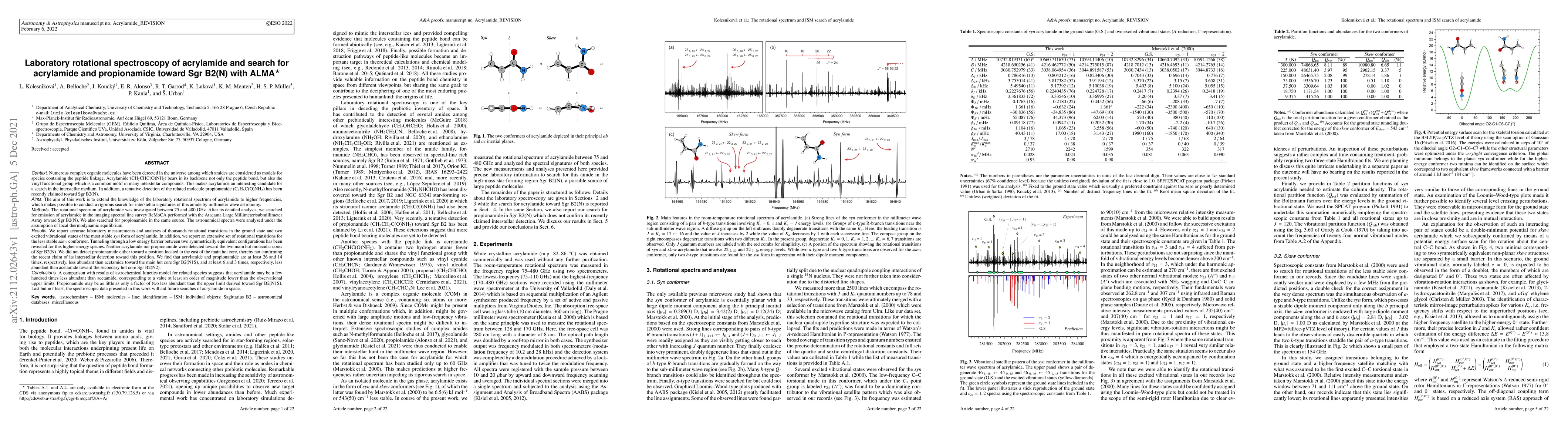 Thumbnail for Laboratory rotational spectroscopy of acrylamide and search for
  acrylamide and propionamide toward Sgr B2(N) with ALMA