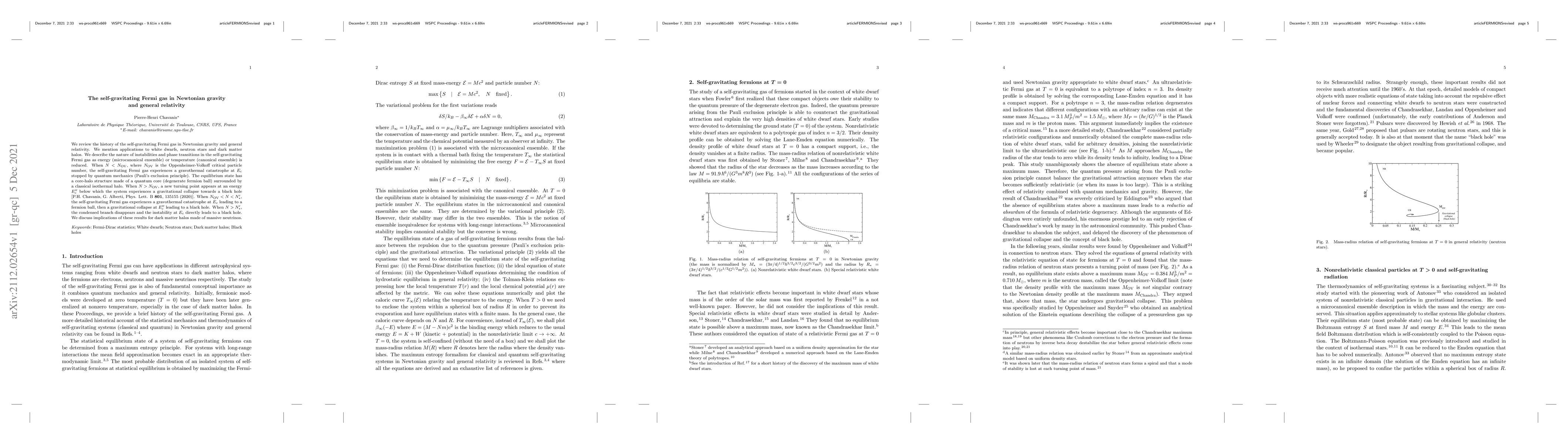 Thumbnail for The self-gravitating Fermi gas in Newtonian gravity and general
  relativity