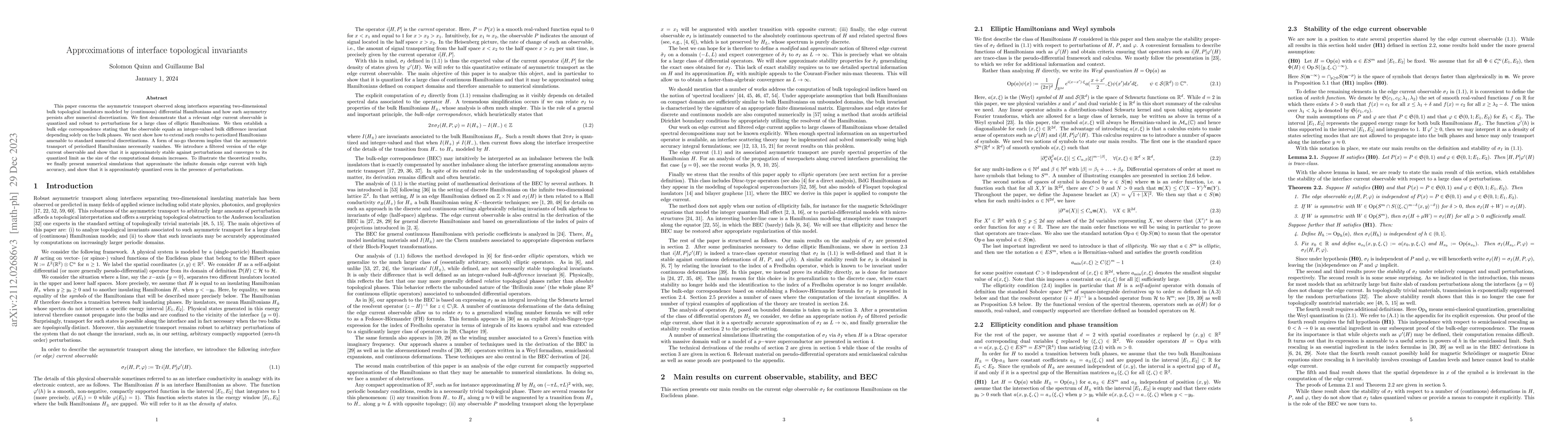 Thumbnail for Approximations of interface topological invariants