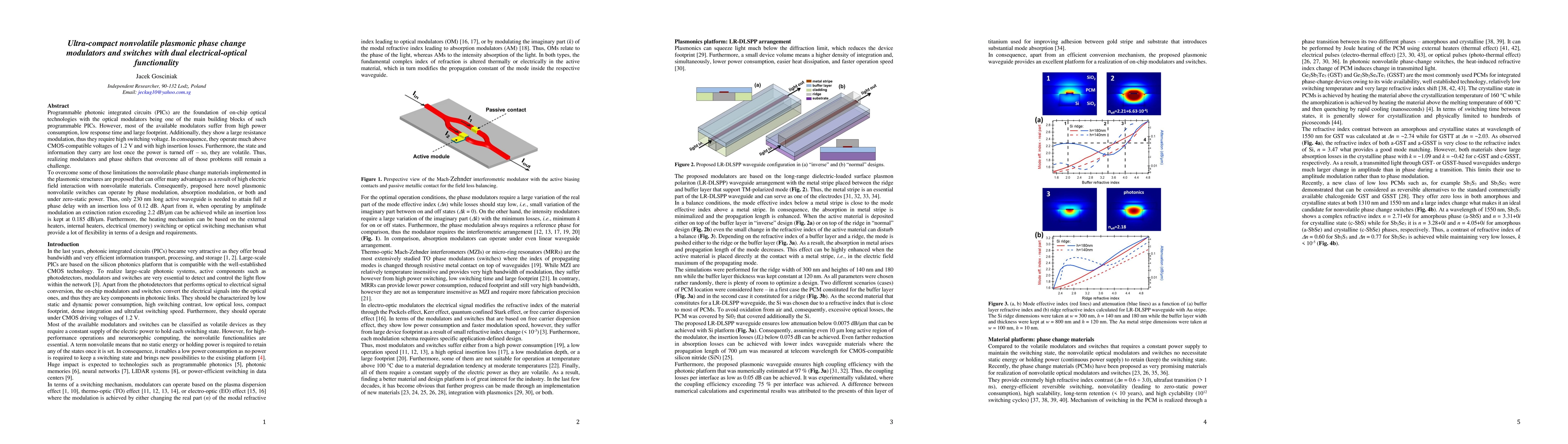 Thumbnail for Ultra-compact nonvolatile plasmonic phase change modulators and switches
  with dual electrical-optical functionality