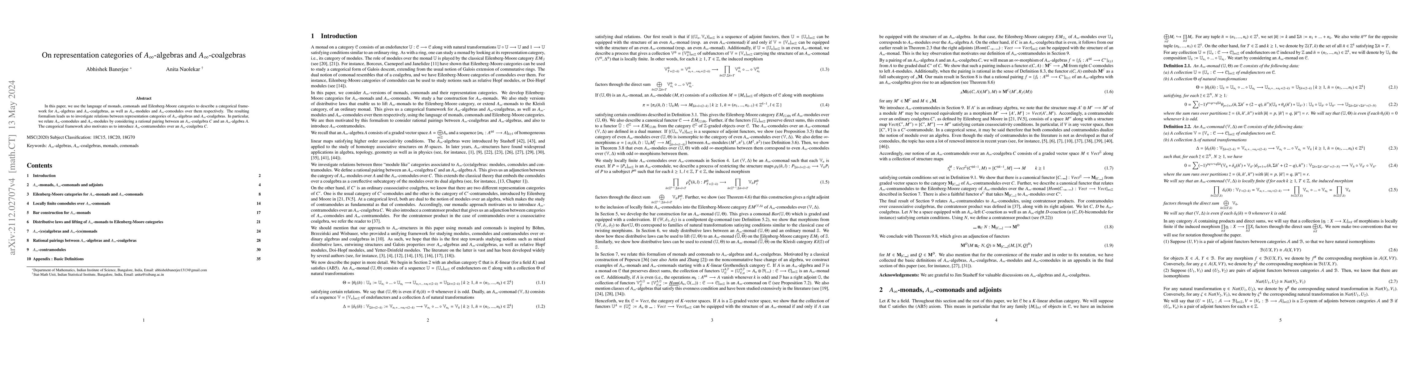 Thumbnail for On representation categories of $A_\infty$-algebras and
  $A_\infty$-coalgebras