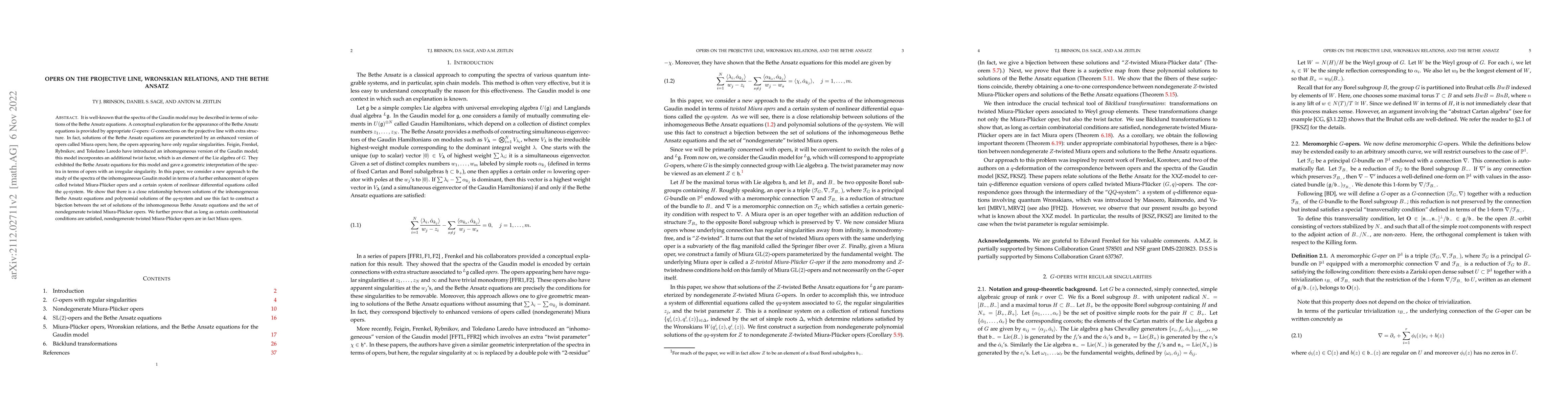 Thumbnail for Opers on the projective line, Wronskian relations, and the Bethe Ansatz