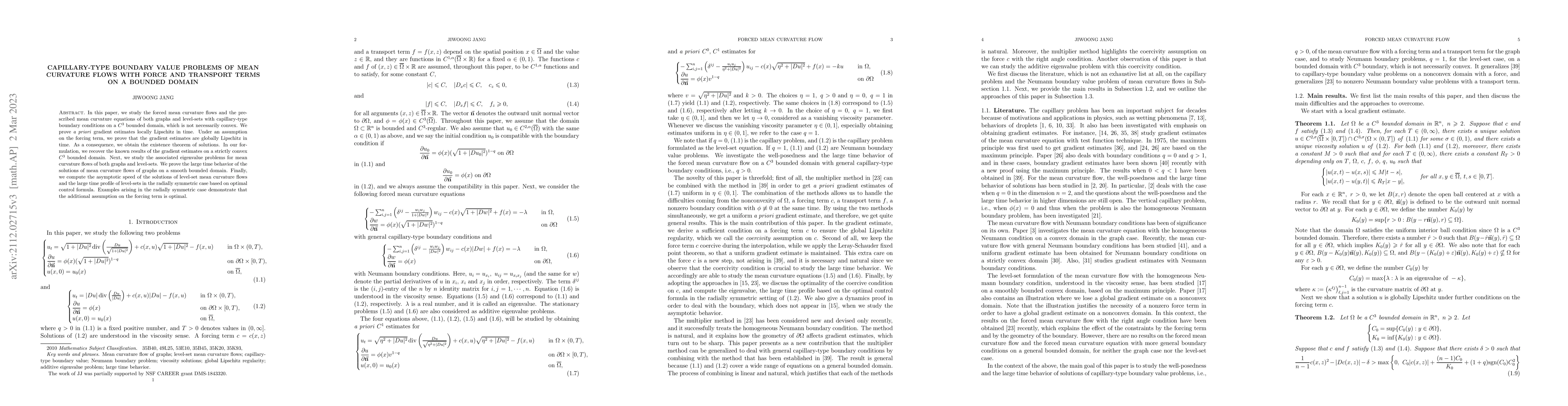 Thumbnail for Capillary-type boundary value problems of mean curvature flow with force
  and transport terms on a bounded domain