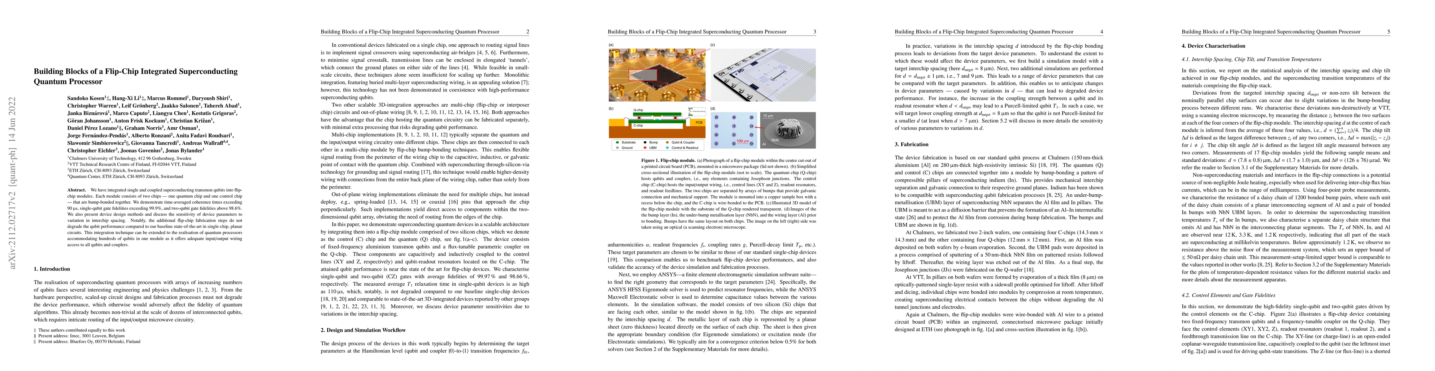 Thumbnail for Building Blocks of a Flip-Chip Integrated Superconducting Quantum
  Processor