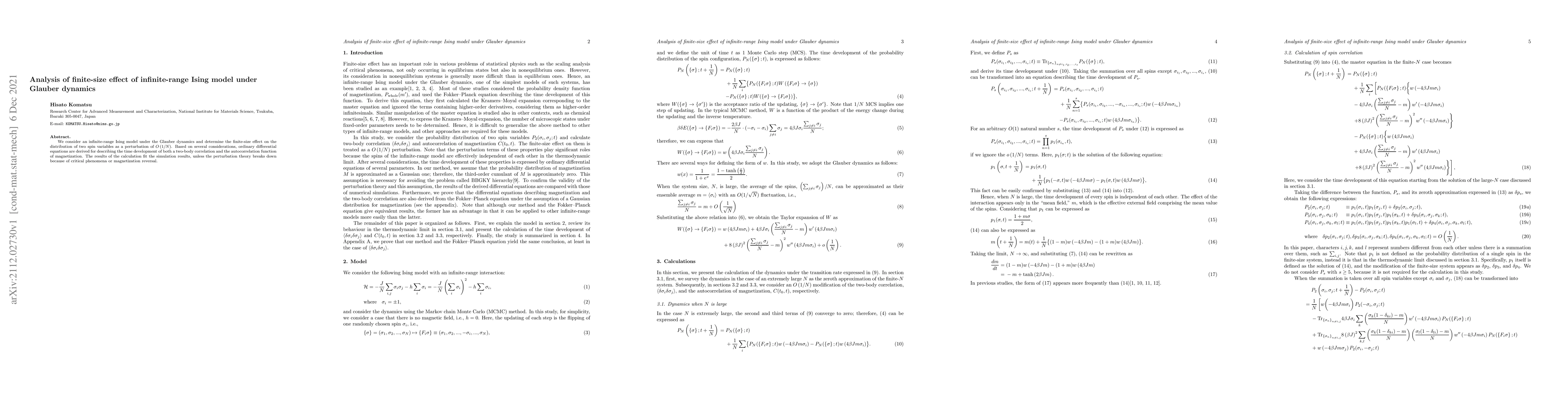 Thumbnail for Analysis of finite-size effect of infinite-range Ising model under
  Glauber dynamics