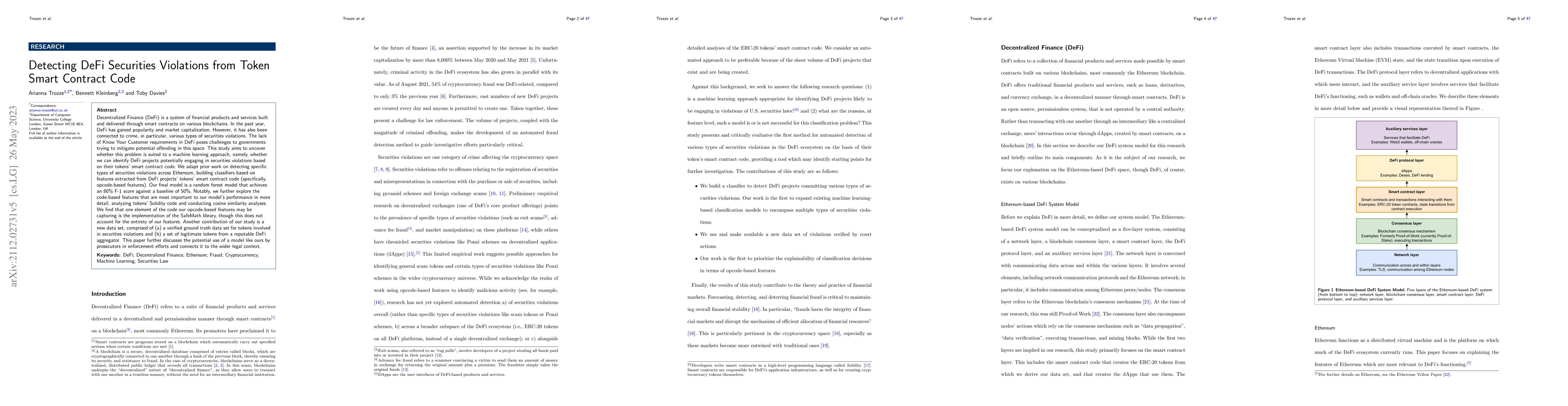 Thumbnail for Detecting DeFi Securities Violations from Token Smart Contract Code