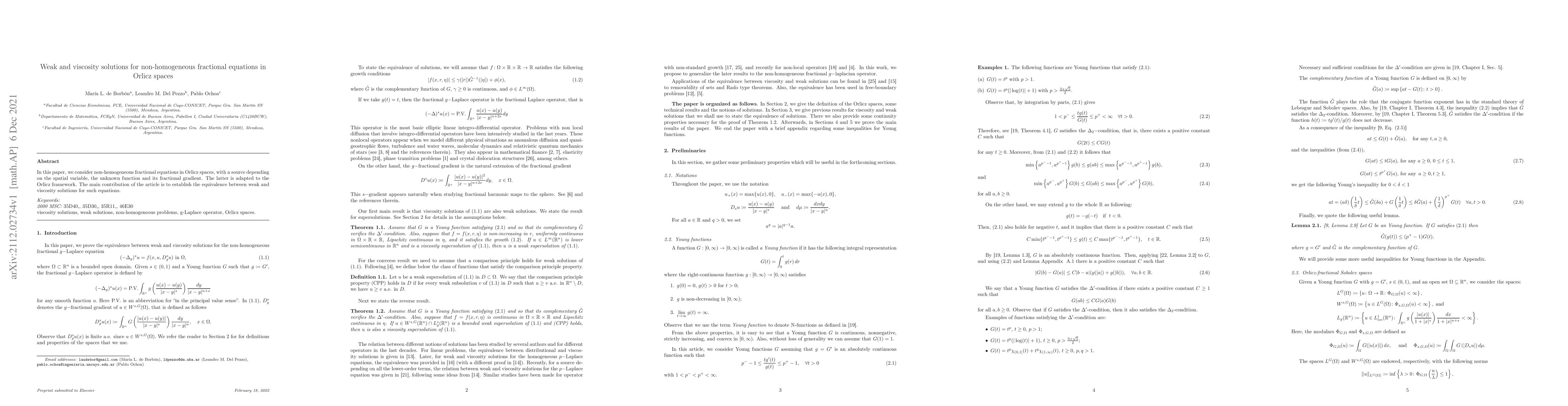 Thumbnail for Weak and viscosity solutions for non-homogeneous fractional equations in
  Orlicz spaces