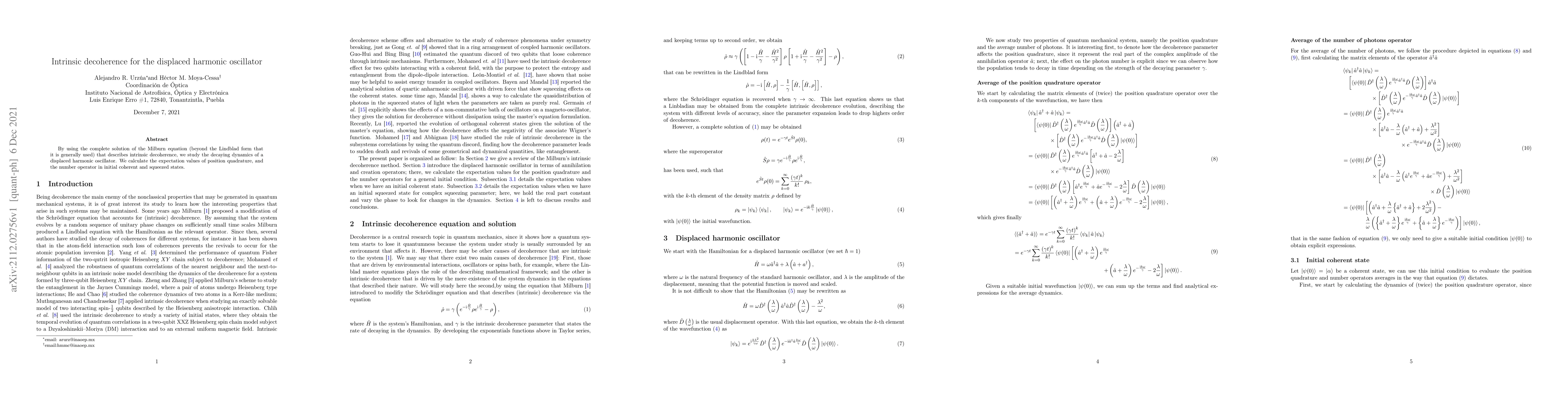 Thumbnail for Intrinsic decoherence for the displaced harmonic oscillator