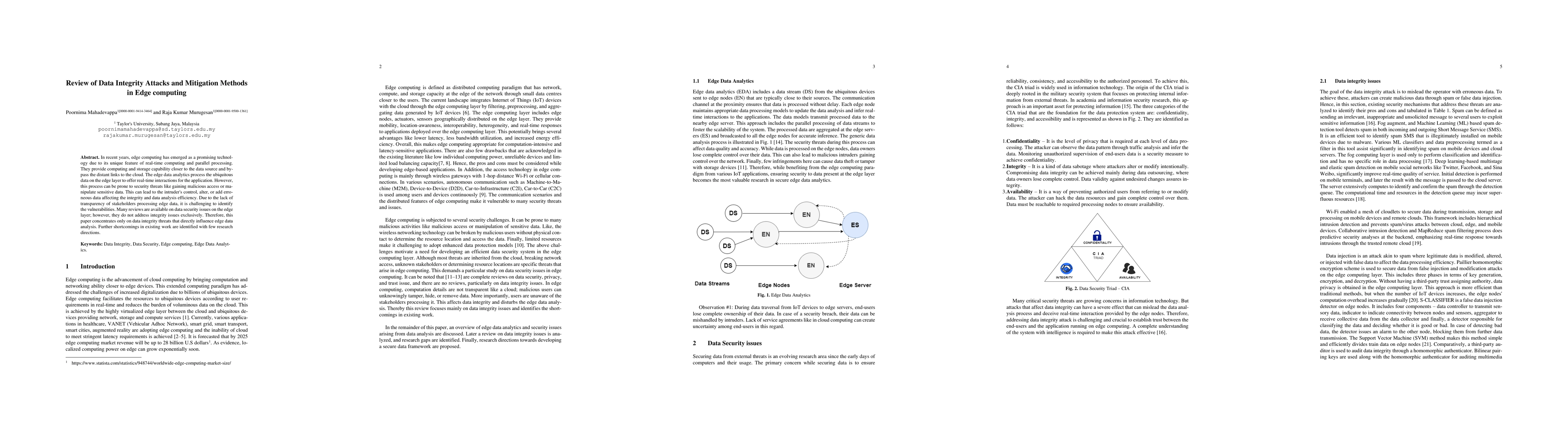 Thumbnail for Review of Data Integrity Attacks and Mitigation Methods in Edge
  computing
