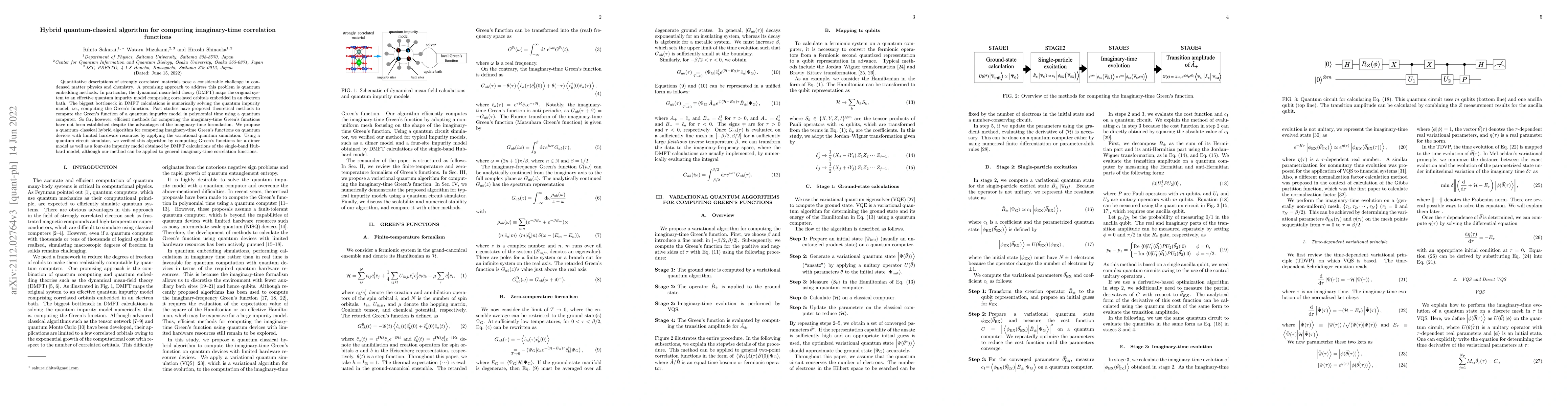 Thumbnail for Hybrid quantum-classical algorithm for computing imaginary-time
  correlation functions