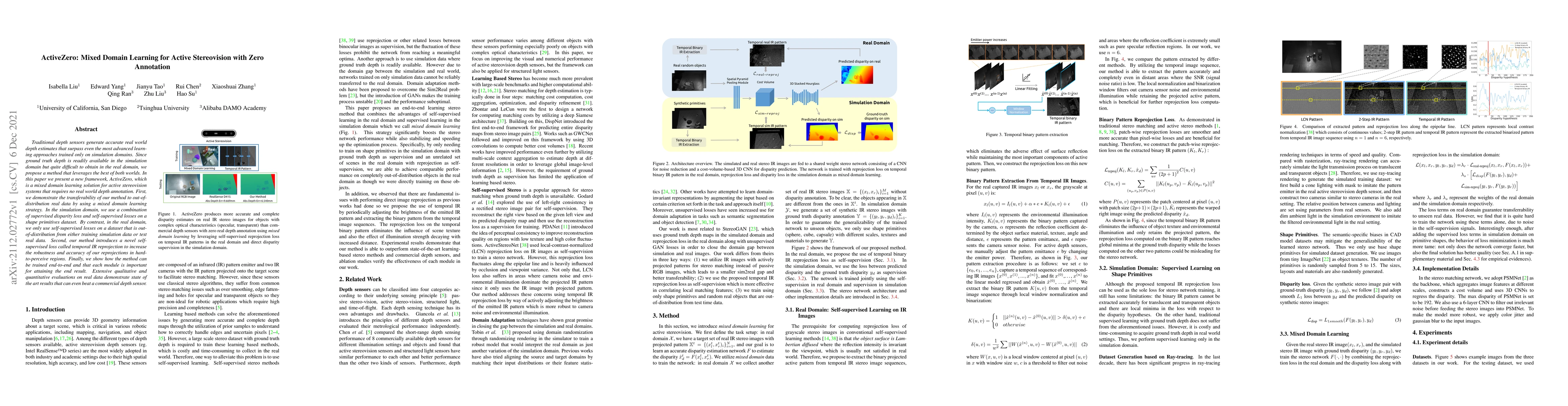 Thumbnail for ActiveZero: Mixed Domain Learning for Active Stereovision with Zero
  Annotation