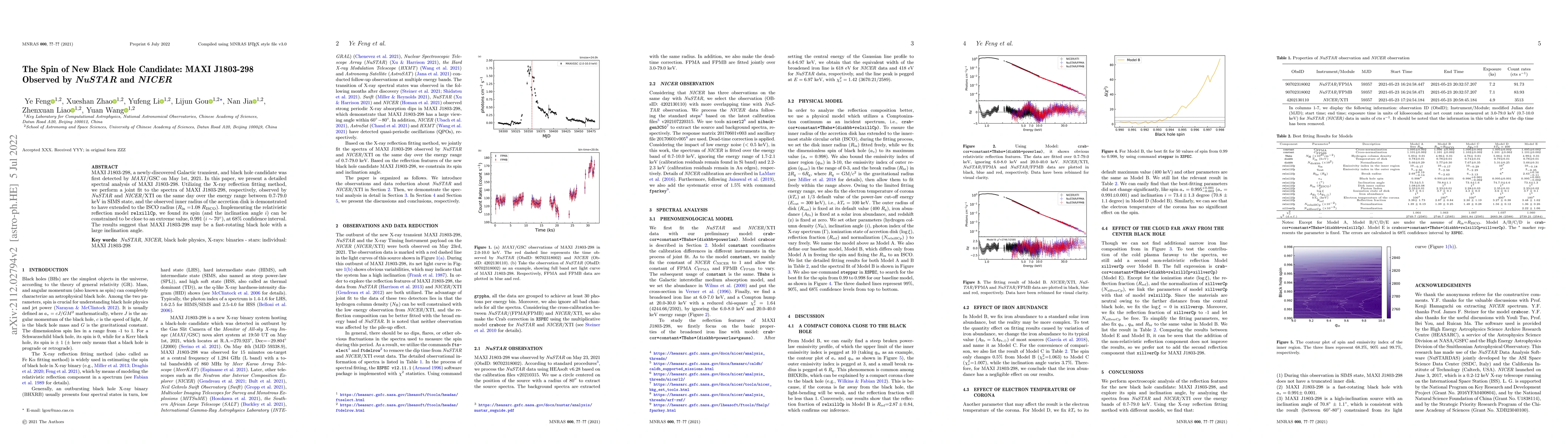 Thumbnail for The Spin of New Black Hole Candidate: MAXI J1803-298 Observed by NuSTAR
  and NICER