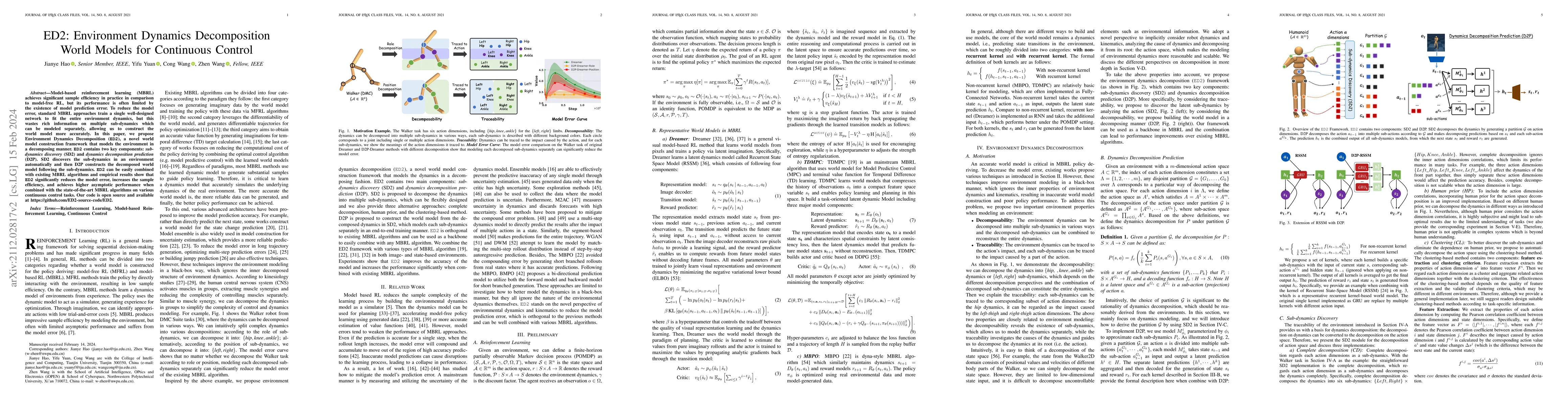Thumbnail for ED2: Environment Dynamics Decomposition World Models for Continuous
  Control