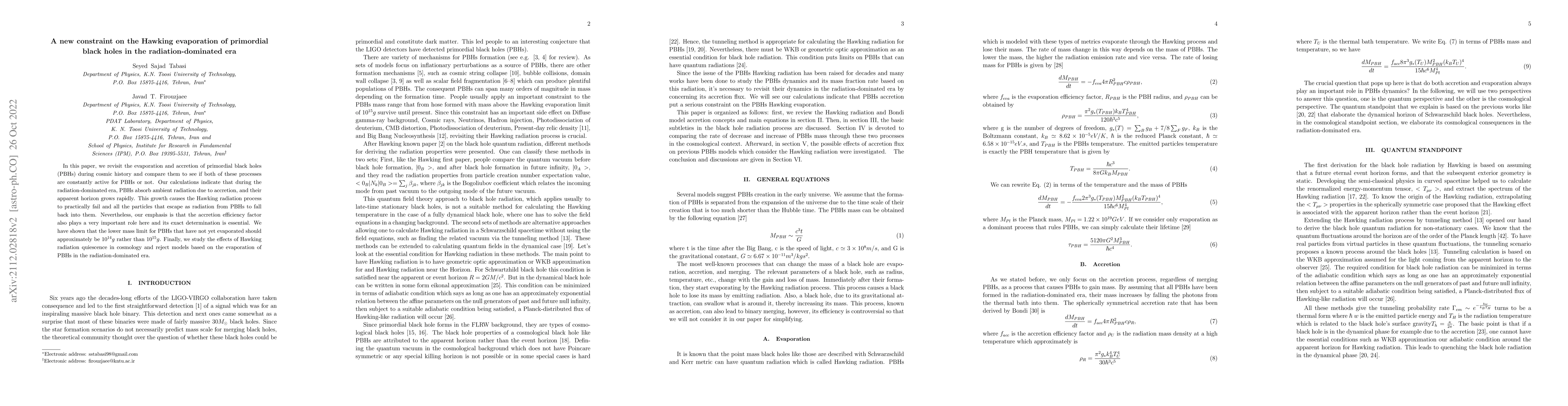 Thumbnail for A new constraint on the Hawking evaporation of primordial black holes in
  the radiation-dominated era