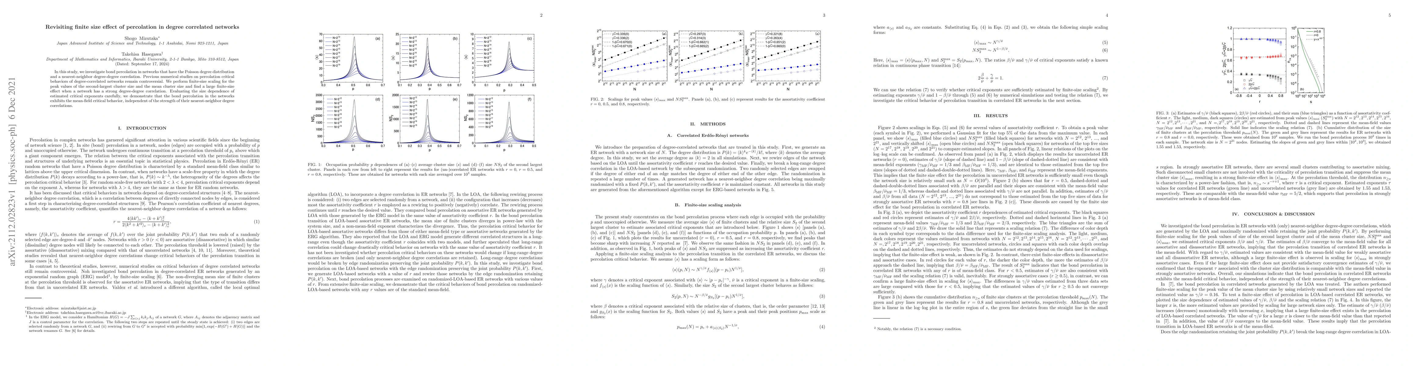 Thumbnail for Revisiting finite size effect of percolation in degree correlated
  networks