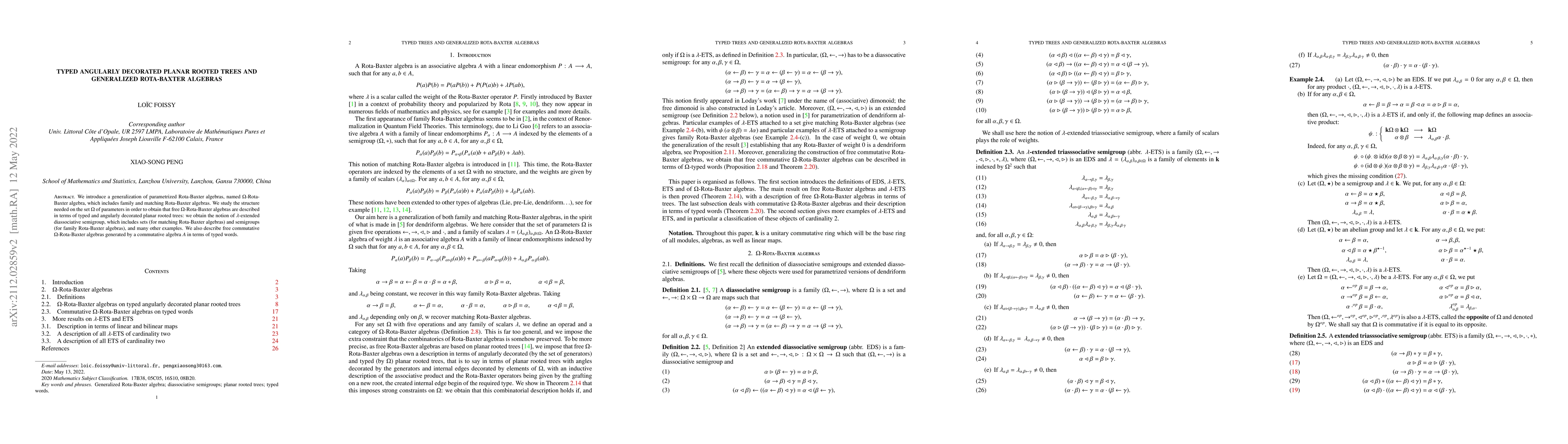 Thumbnail for Typed angularly decorated planar rooted trees and generalized
  Rota-Baxter algebras