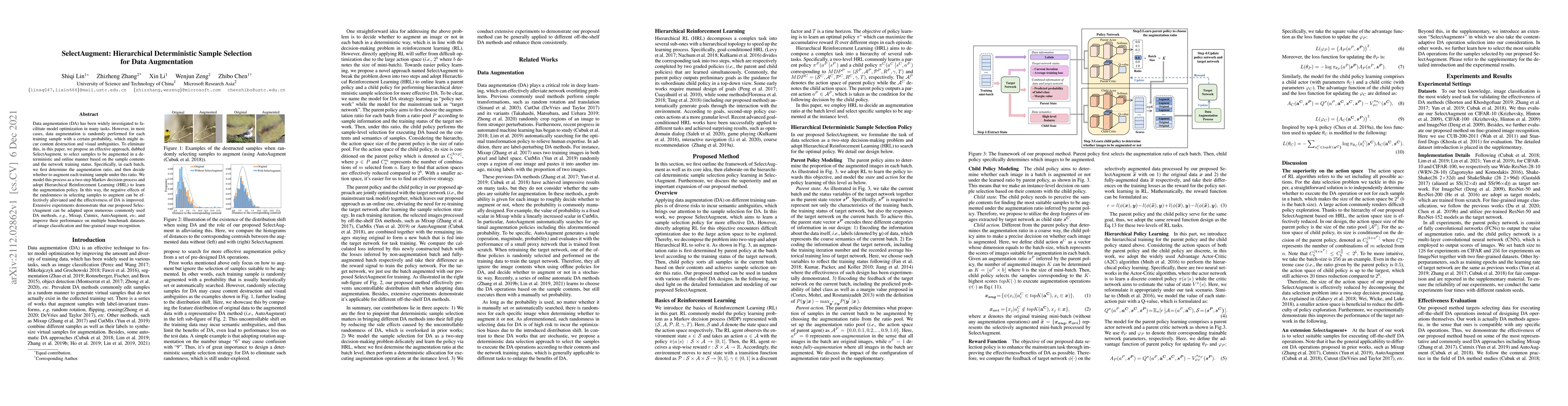 Thumbnail for SelectAugment: Hierarchical Deterministic Sample Selection for Data
  Augmentation