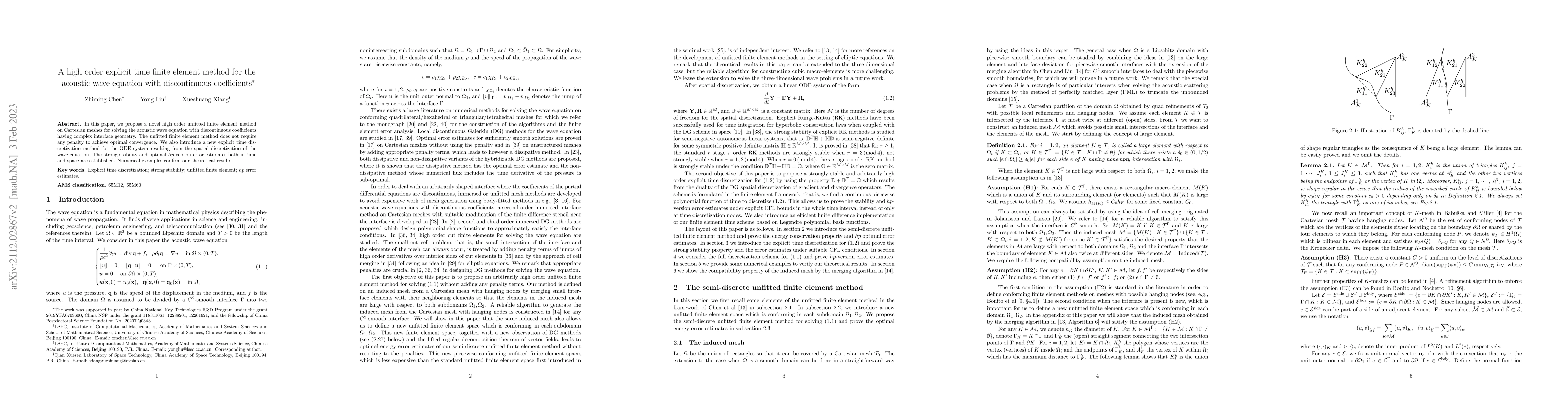 Thumbnail for A high order explicit time finite element method for the acoustic wave
  equation with discontinuous coefficients