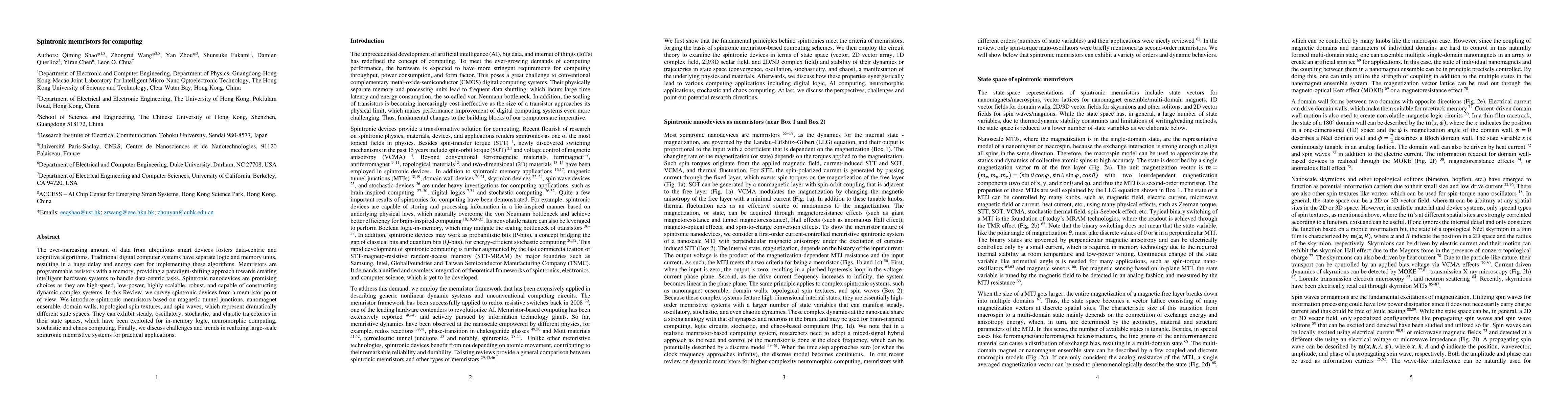 Thumbnail for Spintronic memristors for computing