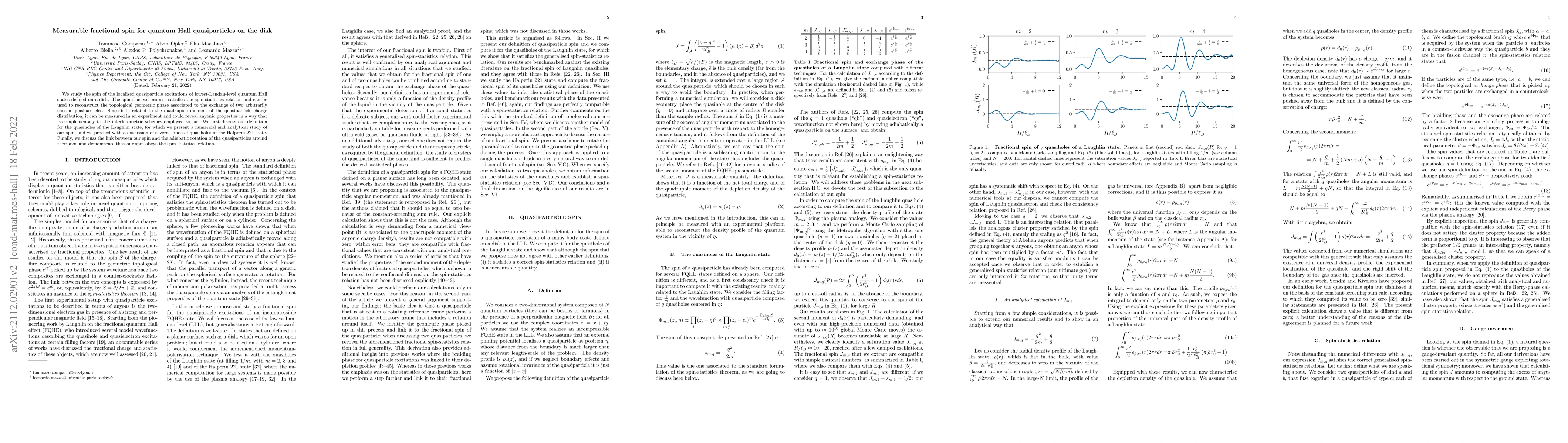 Thumbnail for Measurable fractional spin for quantum Hall quasiparticles on the disk