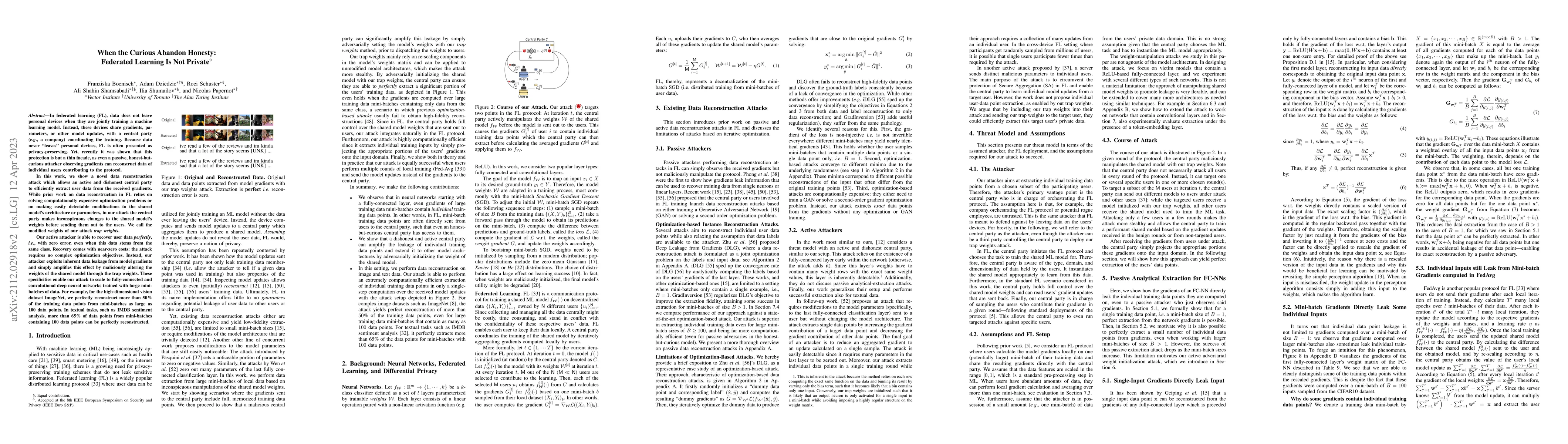 Thumbnail for When the Curious Abandon Honesty: Federated Learning Is Not Private