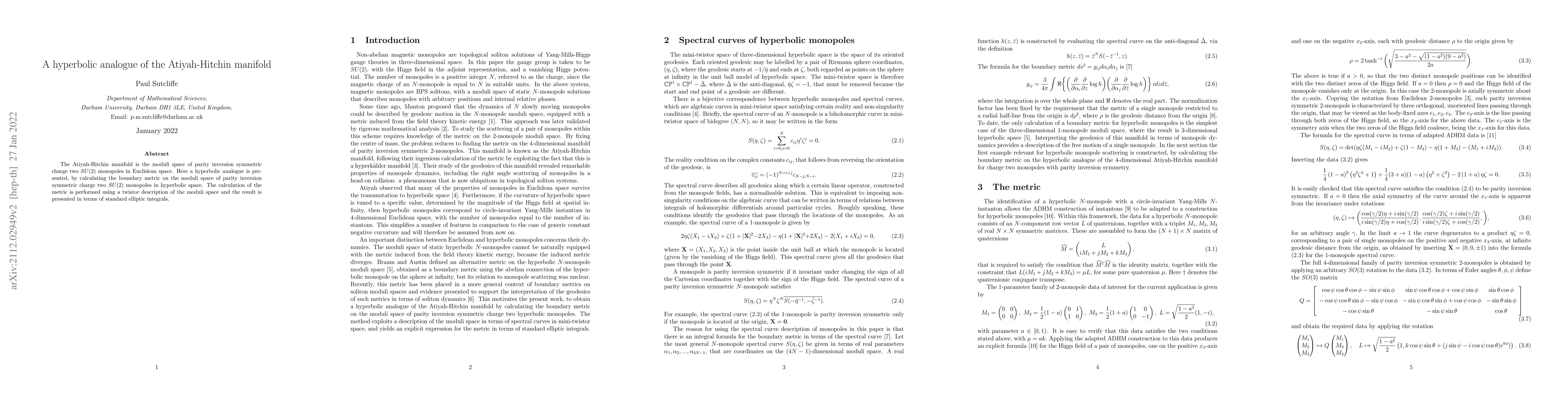 Thumbnail for A hyperbolic analogue of the Atiyah-Hitchin manifold