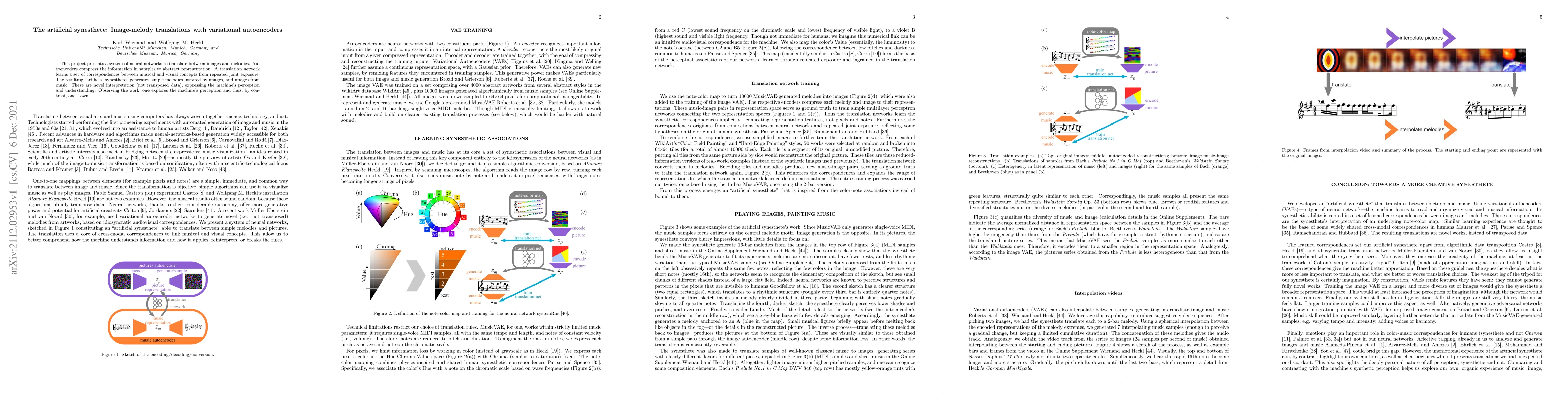 Thumbnail for The artificial synesthete: Image-melody translations with variational
  autoencoders