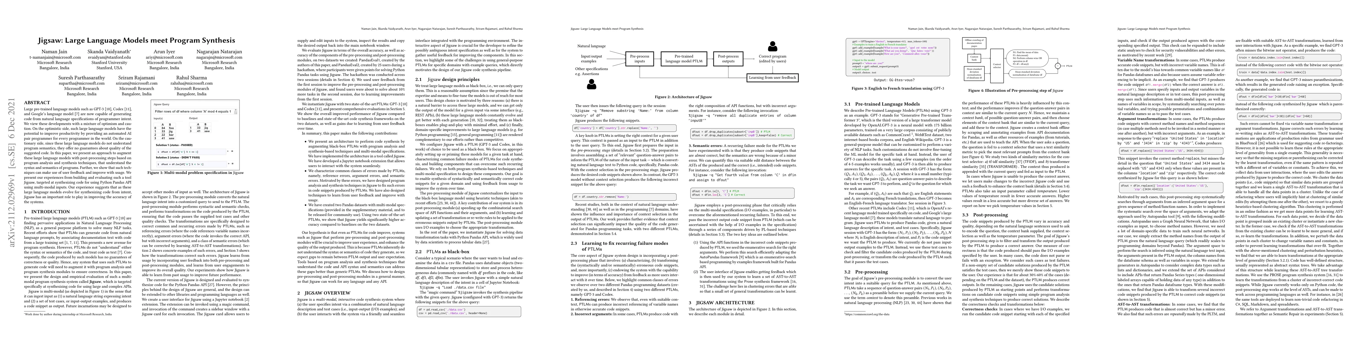 Thumbnail for Jigsaw: Large Language Models meet Program Synthesis