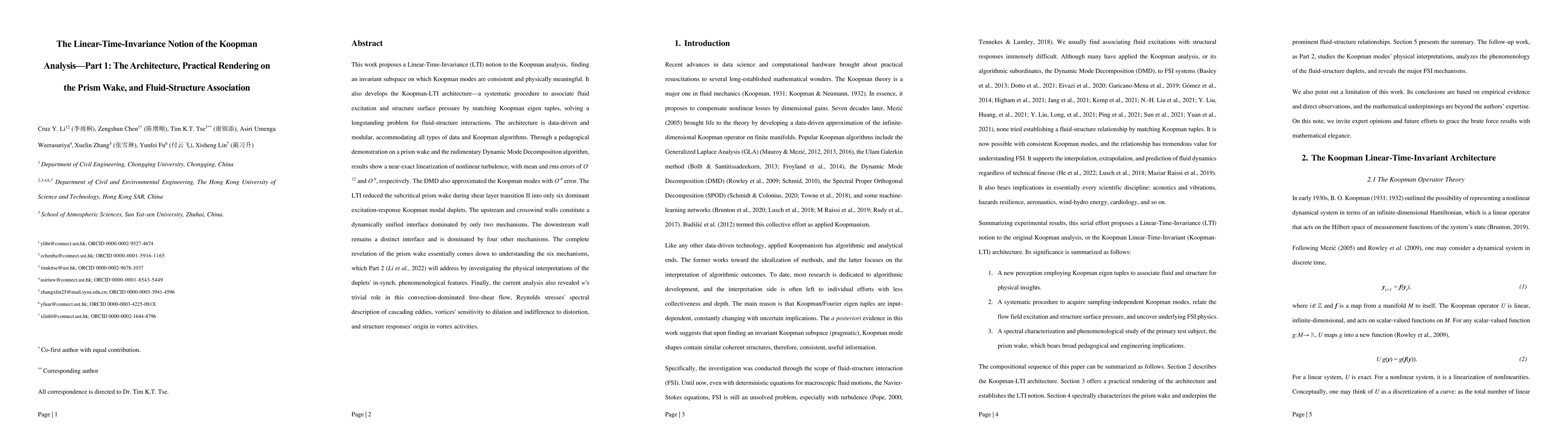 Thumbnail for The Linear-Time-Invariance Notion of the Koopman Analysis-Part 1: The
  Architecture, Practical Rendering on the Prism Wake, and Fluid-Structure
  Association