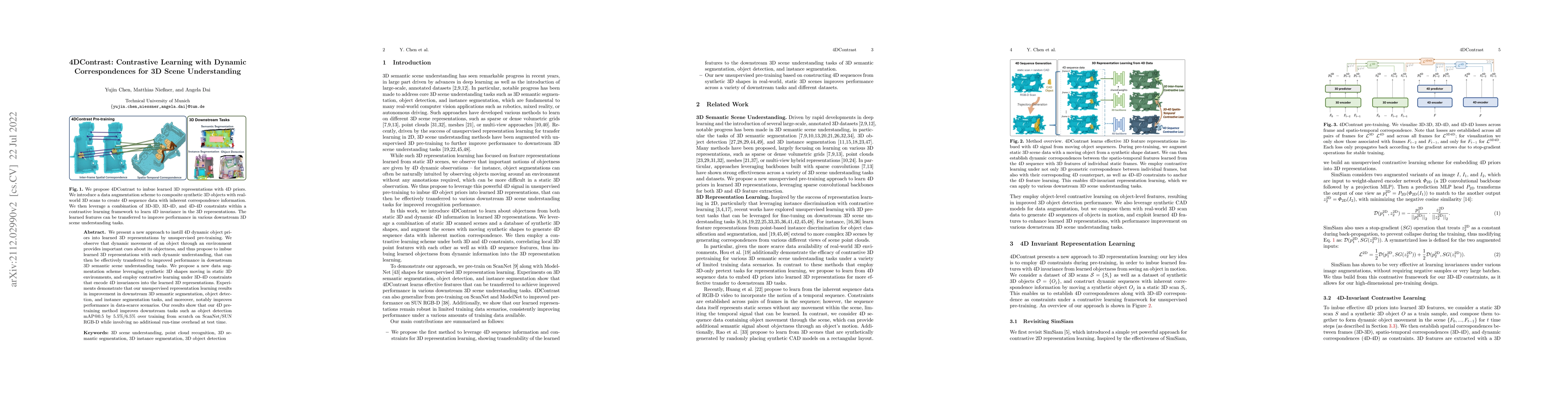 Thumbnail for 4DContrast: Contrastive Learning with Dynamic Correspondences for 3D
  Scene Understanding