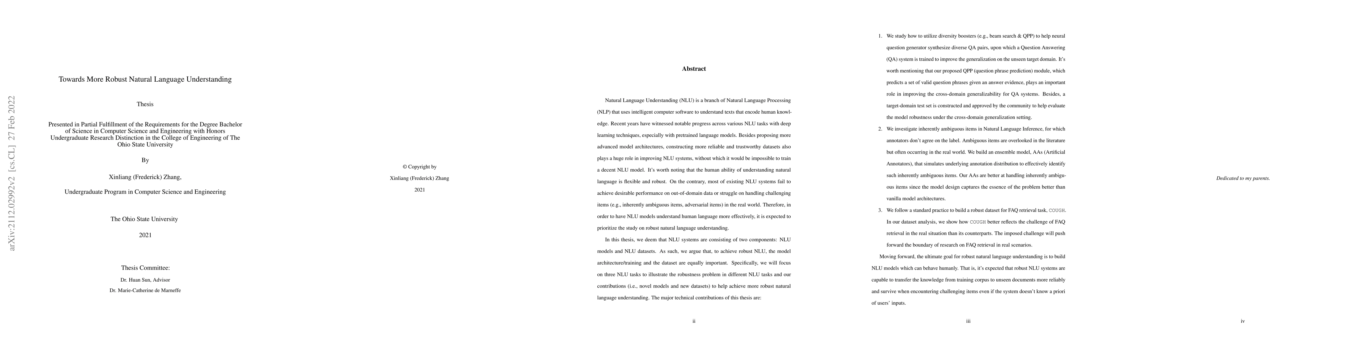 Thumbnail for Towards More Robust Natural Language Understanding