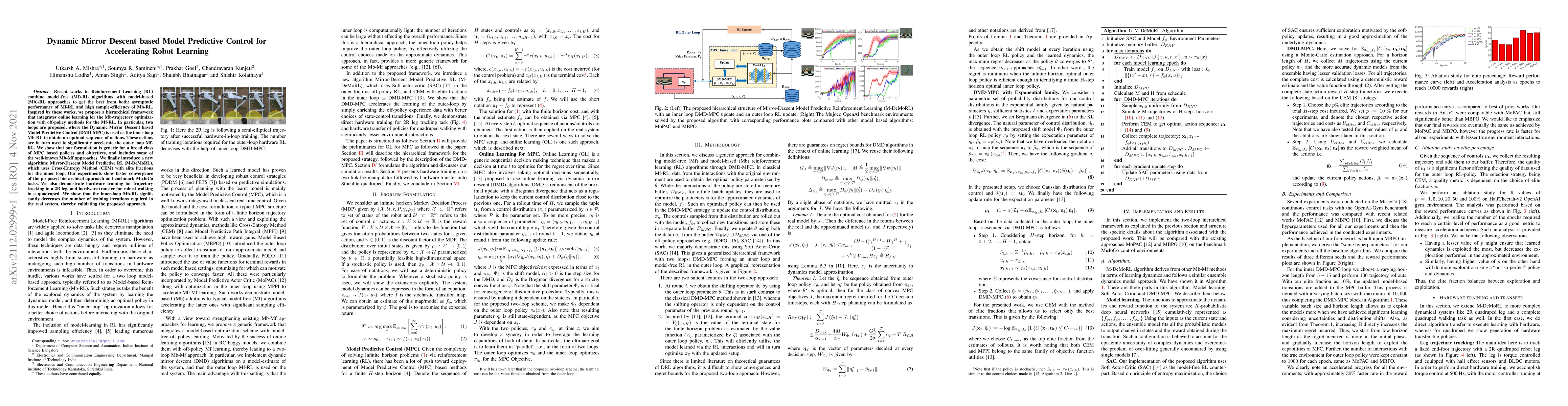 Thumbnail for Dynamic Mirror Descent based Model Predictive Control for Accelerating
  Robot Learning