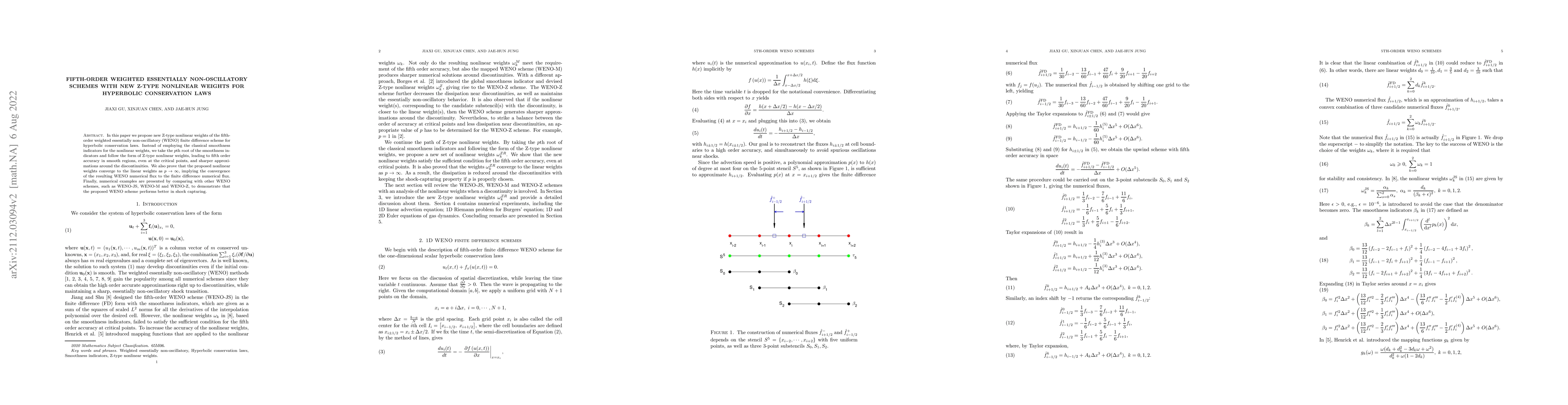 Thumbnail for Fifth-order weighted essentially non-oscillatory schemes with new Z-type
  nonlinear weights for hyperbolic conservation laws