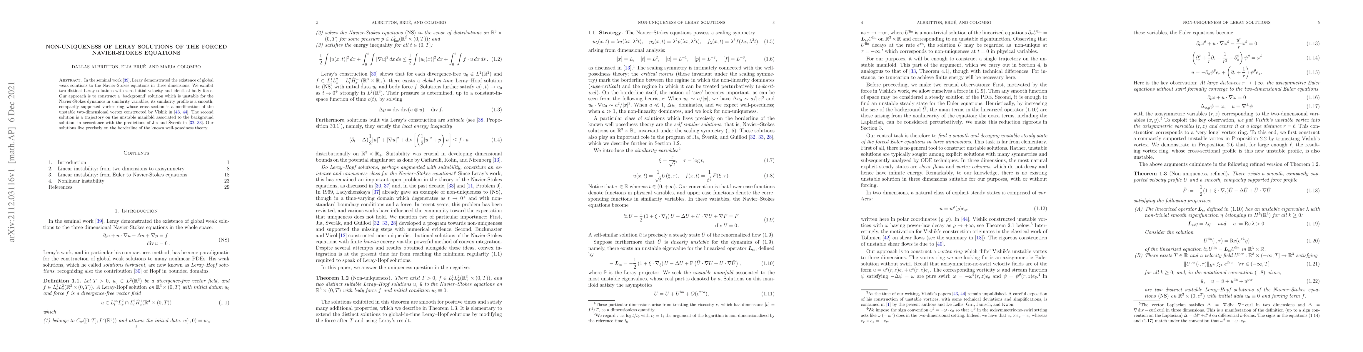 Thumbnail for Non-uniqueness of Leray solutions of the forced Navier-Stokes equations