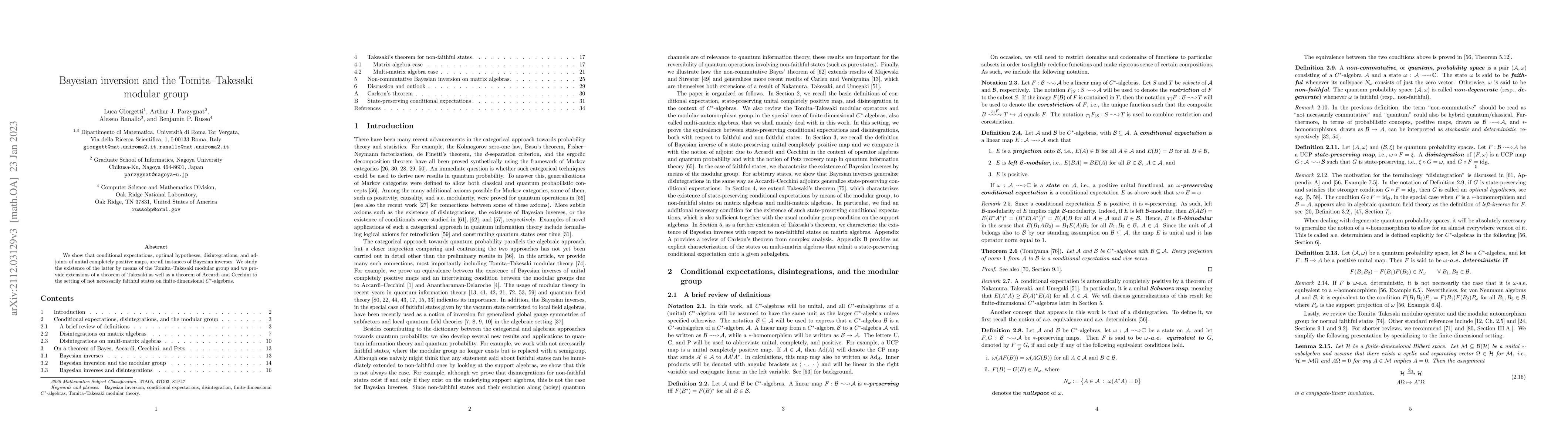 Thumbnail for Bayesian inversion and the Tomita-Takesaki modular group