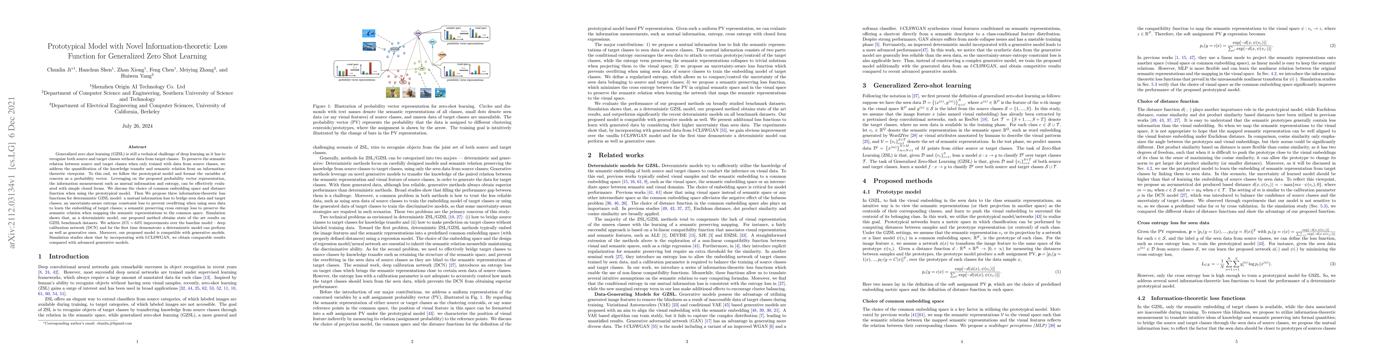 Thumbnail for Prototypical Model with Novel Information-theoretic Loss Function for
  Generalized Zero Shot Learning