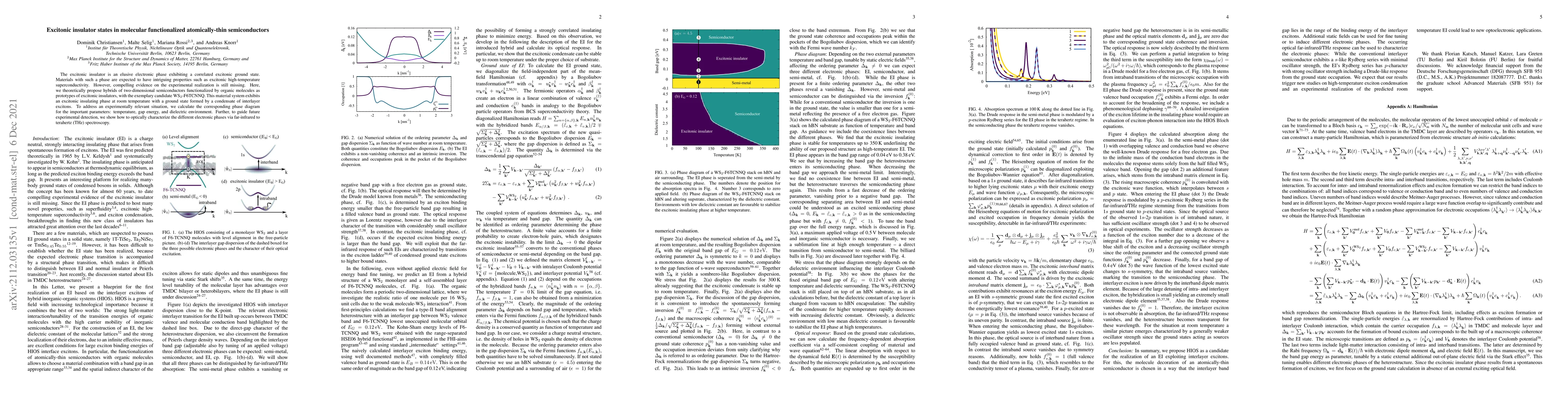 Thumbnail for Excitonic insulator states in molecular functionalized atomically-thin
  semiconductors