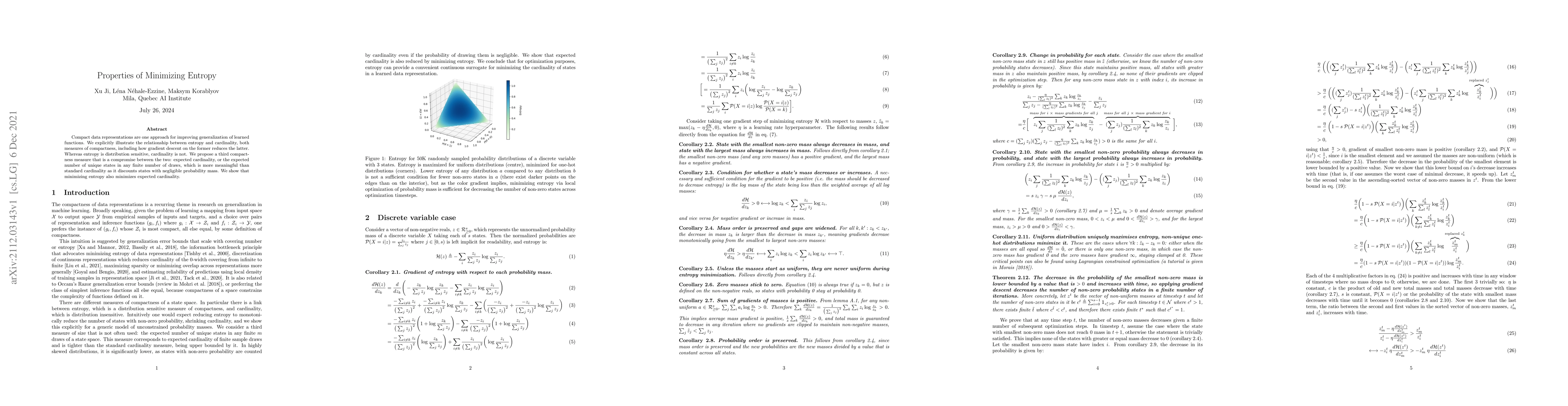 Thumbnail for Properties of Minimizing Entropy