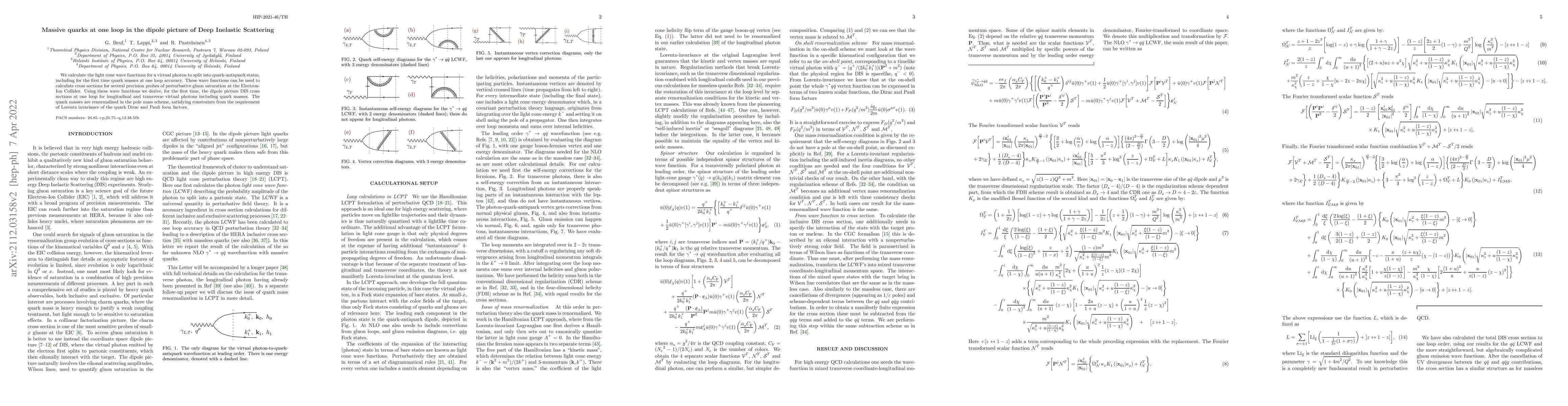 Thumbnail for Massive quarks at one loop in the dipole picture of Deep Inelastic
  Scattering