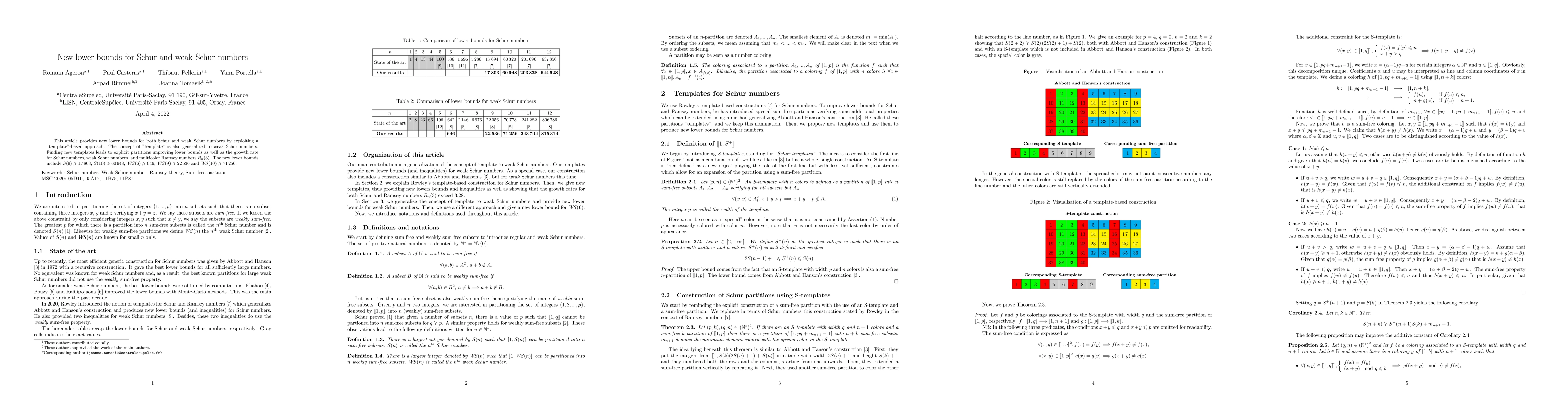 Thumbnail for New lower bounds for Schur and weak Schur numbers