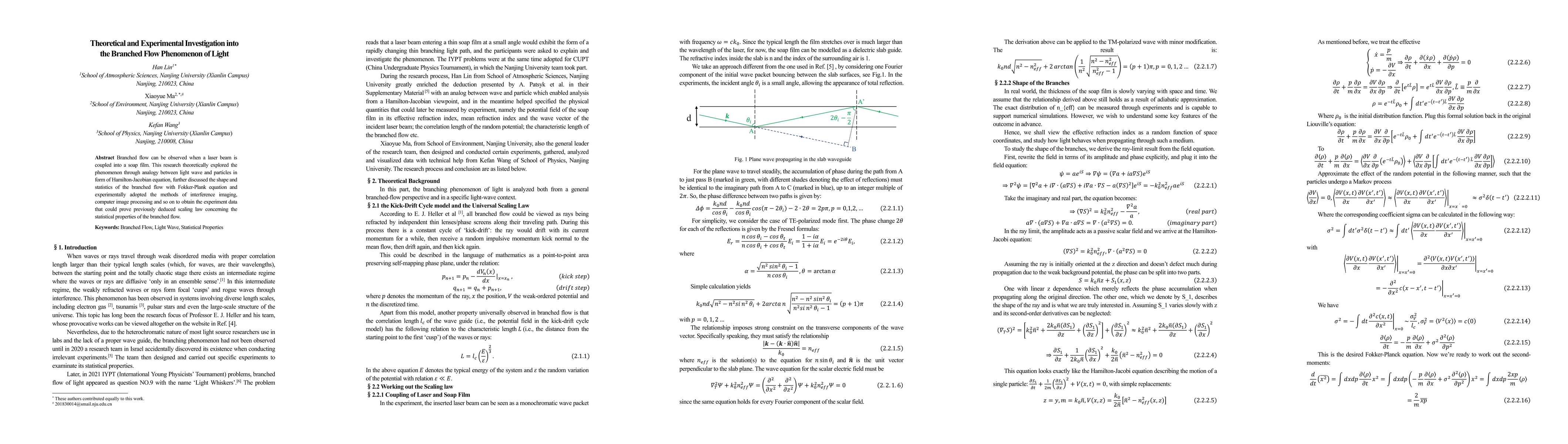 Thumbnail for Theoretical and Experimental Investigation into the Branched Flow
  Phenomenon of Light