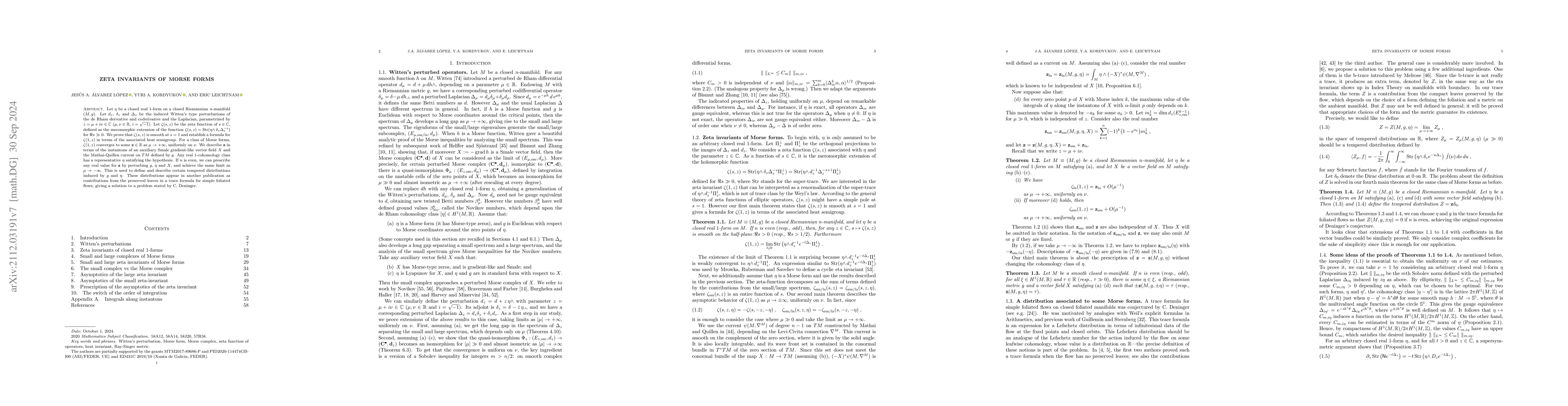 Thumbnail for Zeta invariants of Morse forms