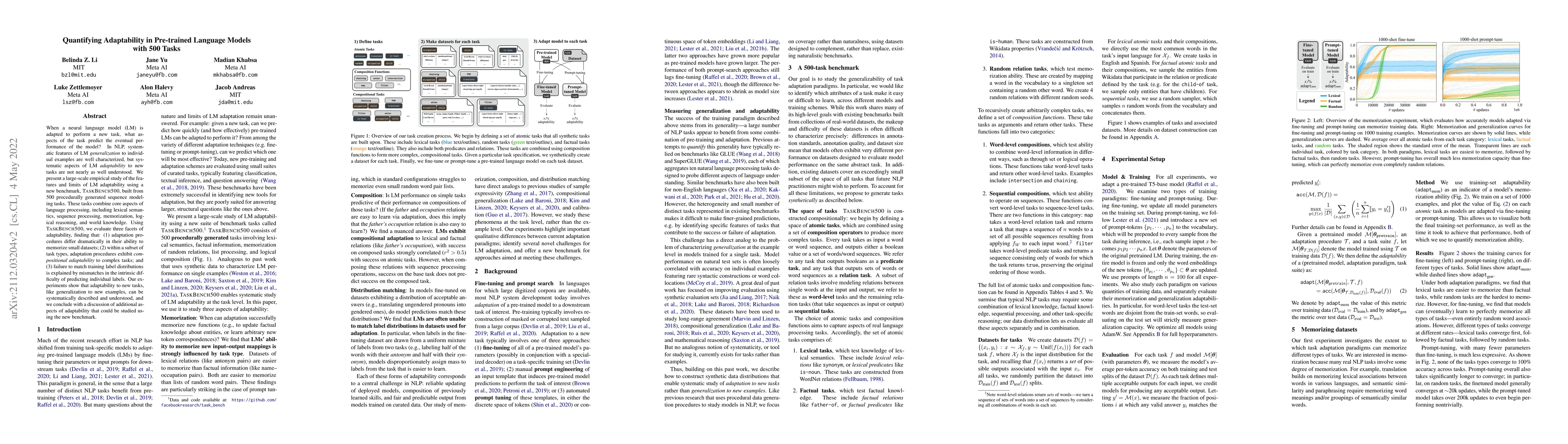Thumbnail for Quantifying Adaptability in Pre-trained Language Models with 500 Tasks