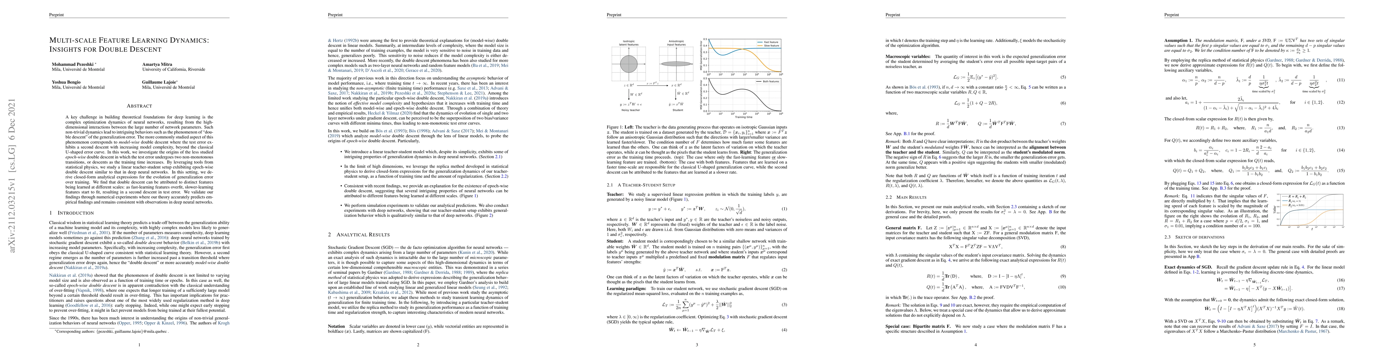 Thumbnail for Multi-scale Feature Learning Dynamics: Insights for Double Descent