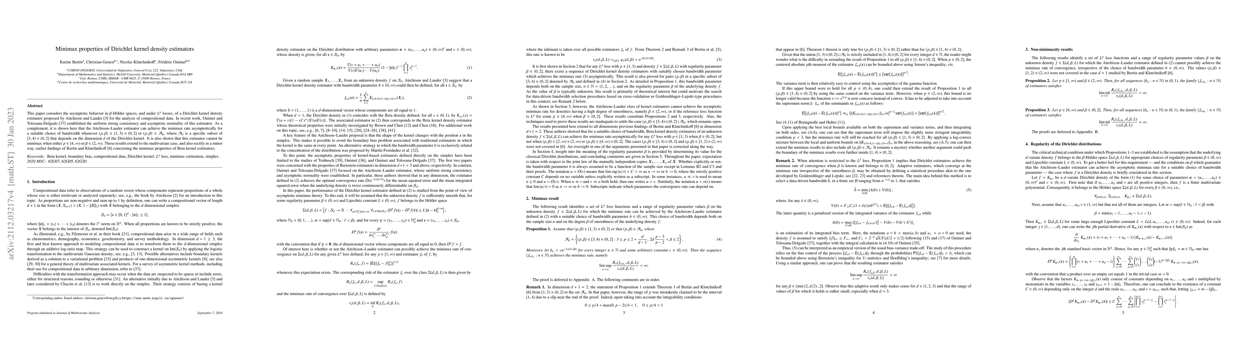 Thumbnail for Minimax properties of Dirichlet kernel density estimators