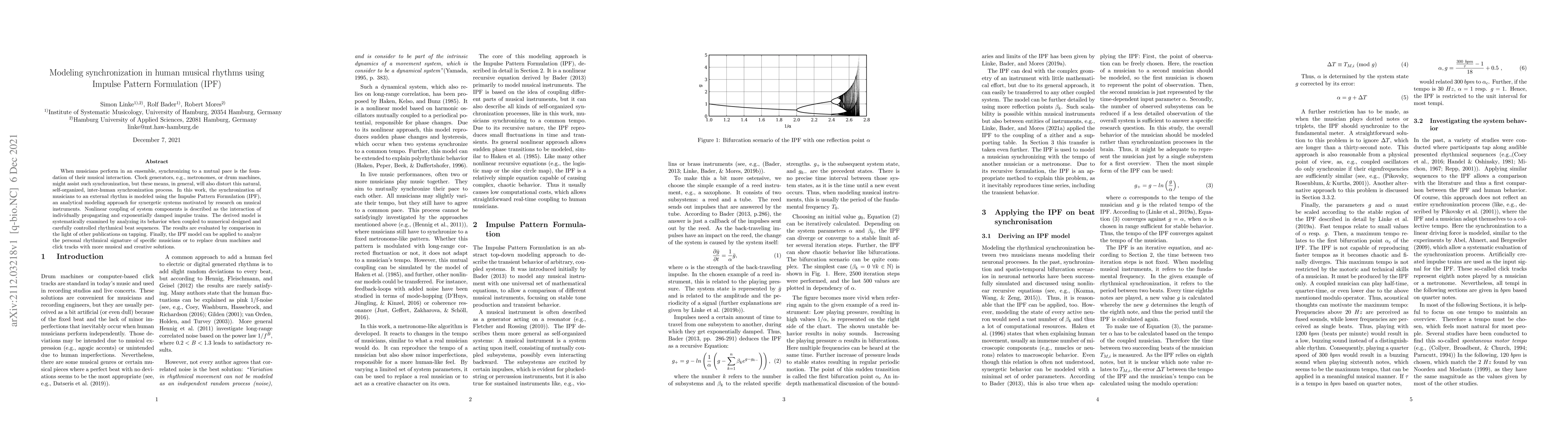 Thumbnail for Modeling synchronization in human musical rhythms using Impulse Pattern
  Formulation (IPF)