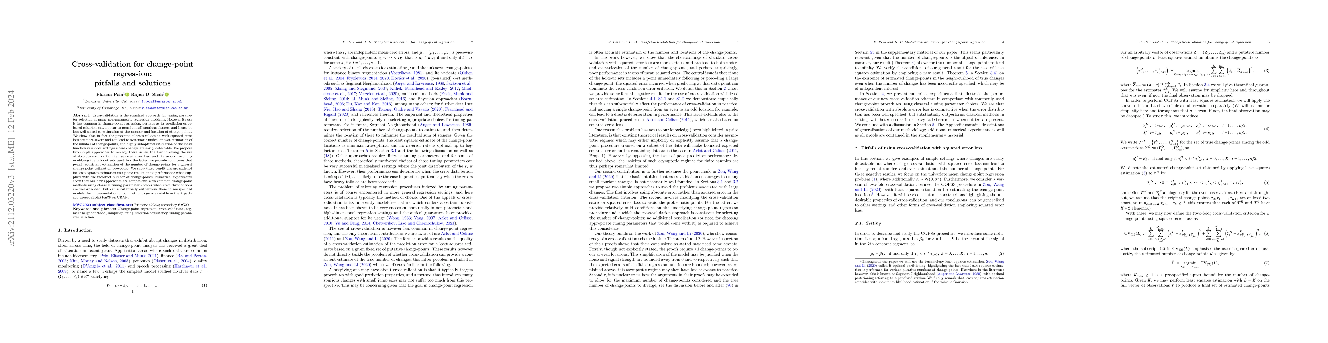 Thumbnail for Cross-validation for change-point regression: pitfalls and solutions