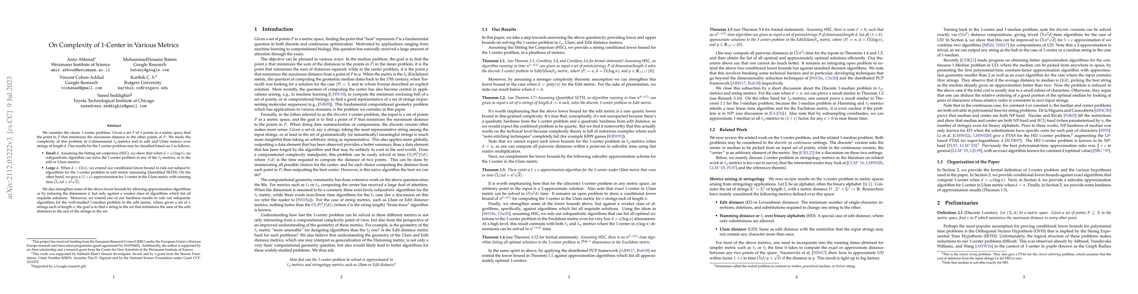 Thumbnail for On Complexity of 1-Center in Various Metrics