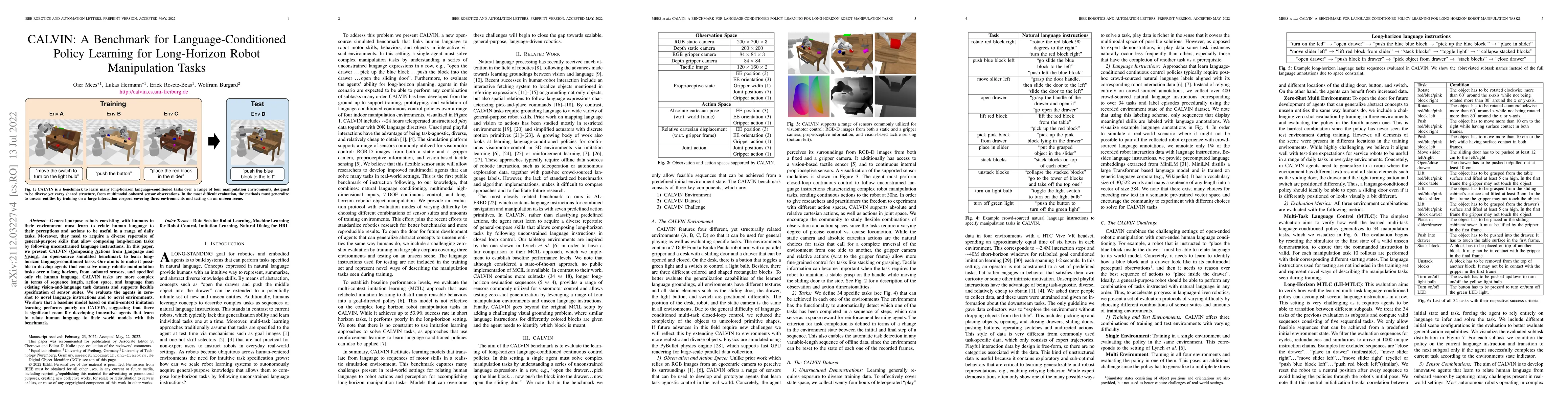 Thumbnail for CALVIN: A Benchmark for Language-Conditioned Policy Learning for
  Long-Horizon Robot Manipulation Tasks