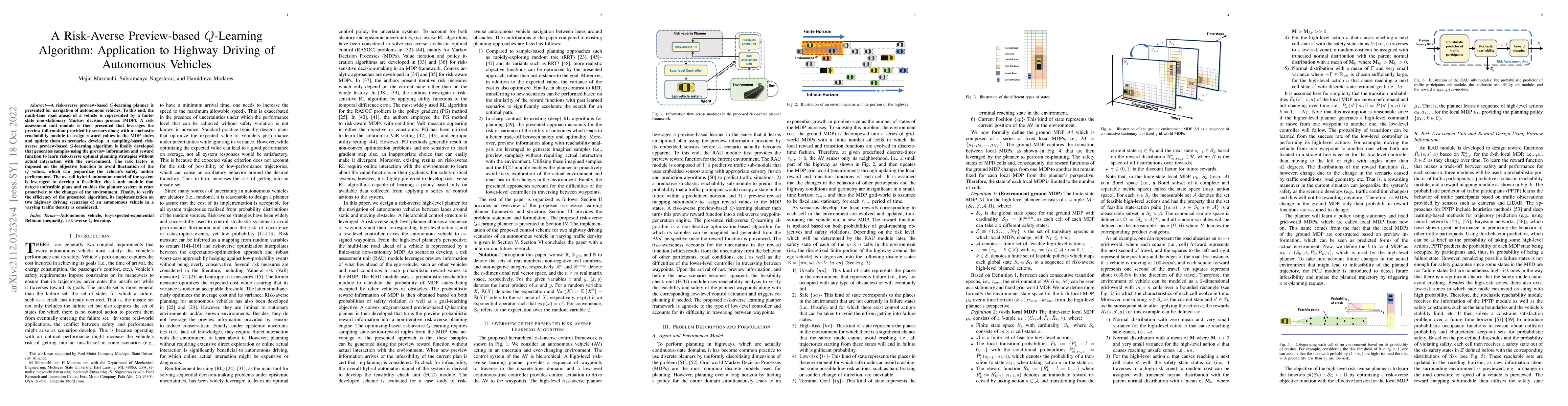 Thumbnail for A Risk-Averse Preview-based $Q$-Learning Algorithm: Application to
  Highway Driving of Autonomous Vehicles